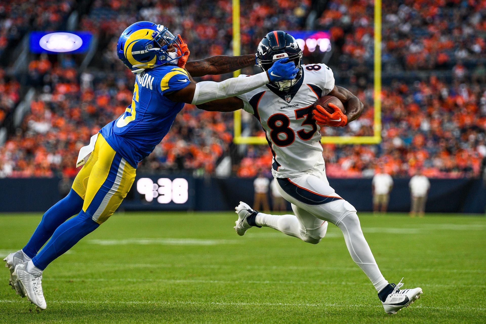 Rams' Tre Tomlinson disqualified for facemask tackle of Broncos' Marvin  Mims - Sentinel Colorado