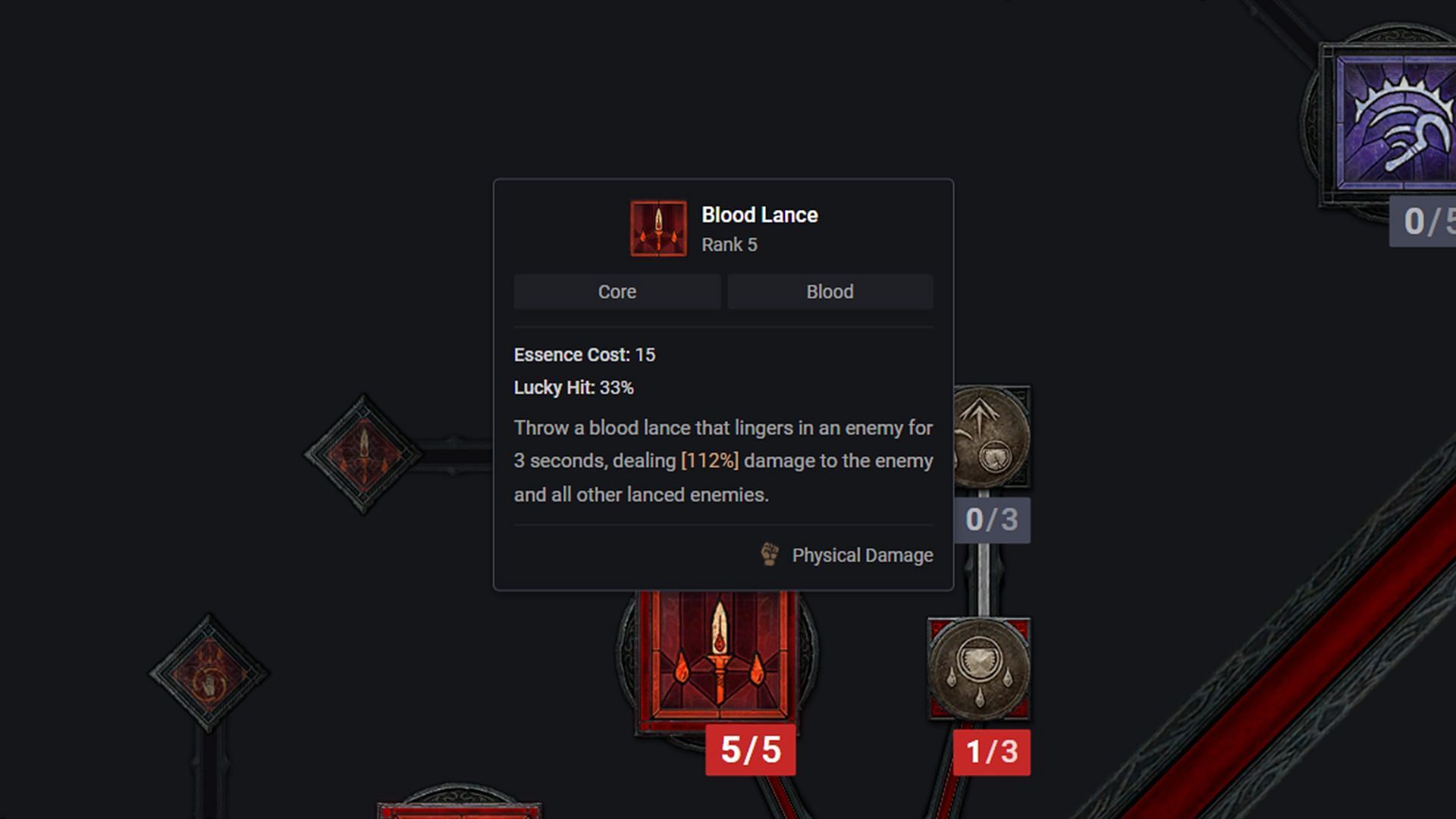 Blood Lance in the Necromancer skill tree (Image via D4builds.gg)