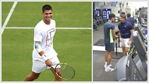 Carlos Alcaraz all smiles as he playfully tussles with coach Juan Carlos Ferrero at Cincinnati Open