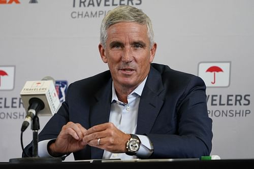 Monahan speaks to the press ahead of PGA Tour (Image via Getty)