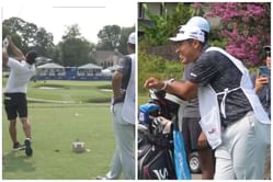 Watch: Hideki Matsuyama becomes the bagman as his caddie tries the hole-in-one challenge at Wyndham Championship