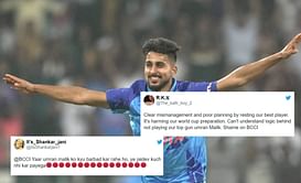 "Yaar Umran Malik ko kyu barbad kar rahe ho"- Fans slam Indian management for dropping Umran Malik for the 3rd ODI vs West Indies
