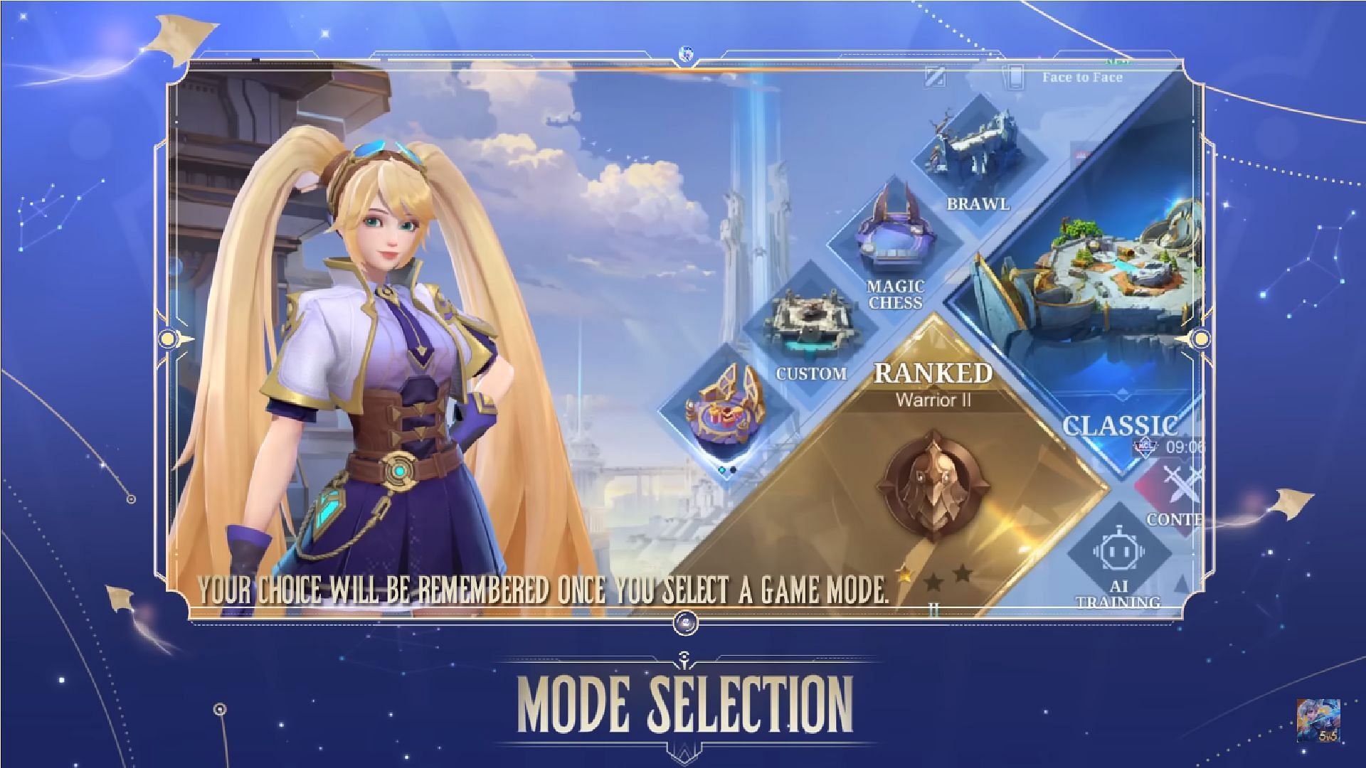 New mode selection interface in MLBB Project NEXT update (Image via YouTube/Mobile Legends Bang Bang)