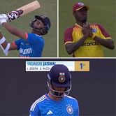 [Watch] Yashasvi Jaiswal perishes for 1 on T20I debut as he skies one to mid-on