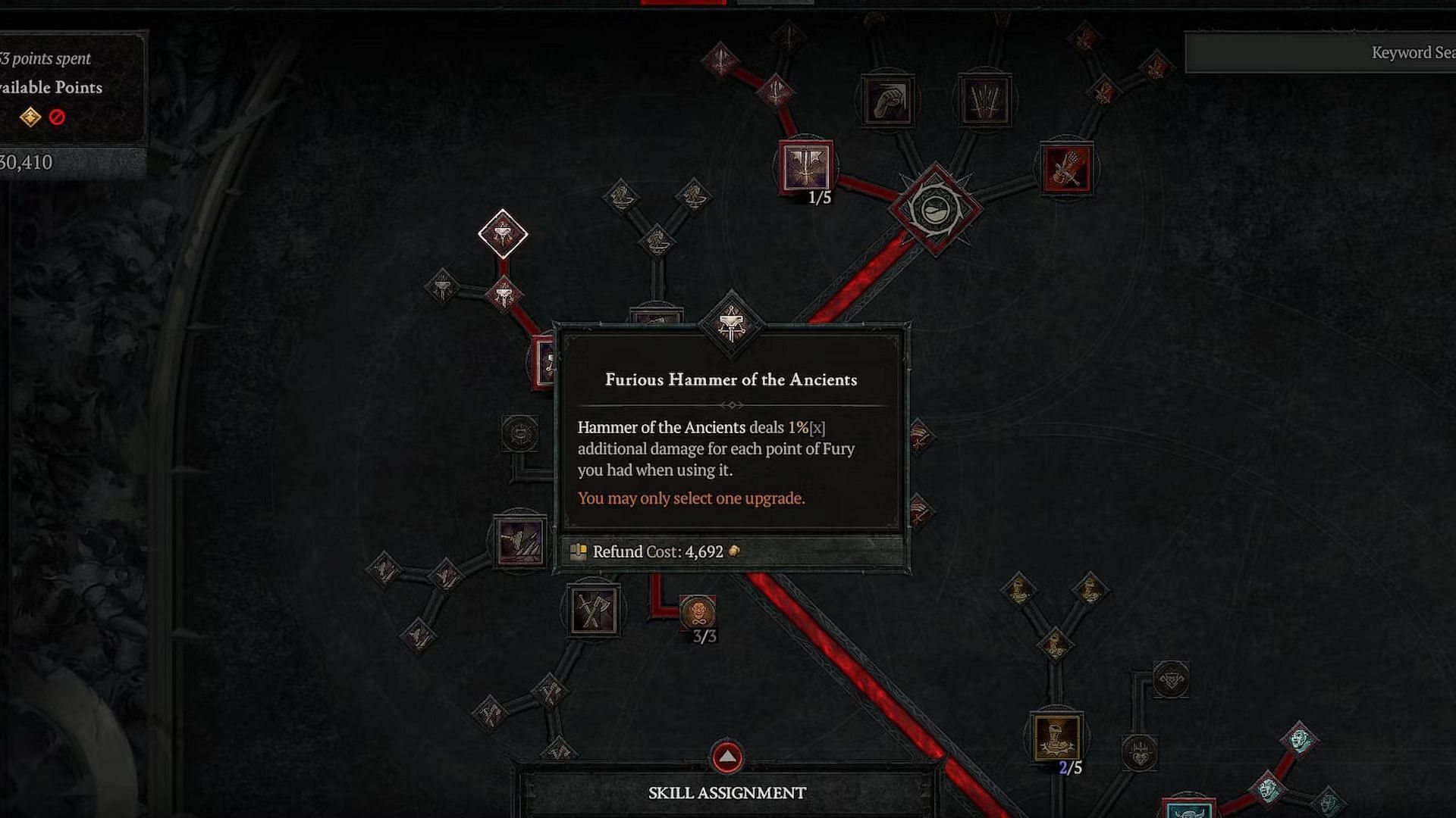 You must fully upgrade the Hammer of the Ancients skill (Image via Diablo 4)
