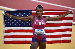 Sha'Carri Richardson is overcome with emotions after setting World Athletics Championships record en route to 100m gold in Budapest