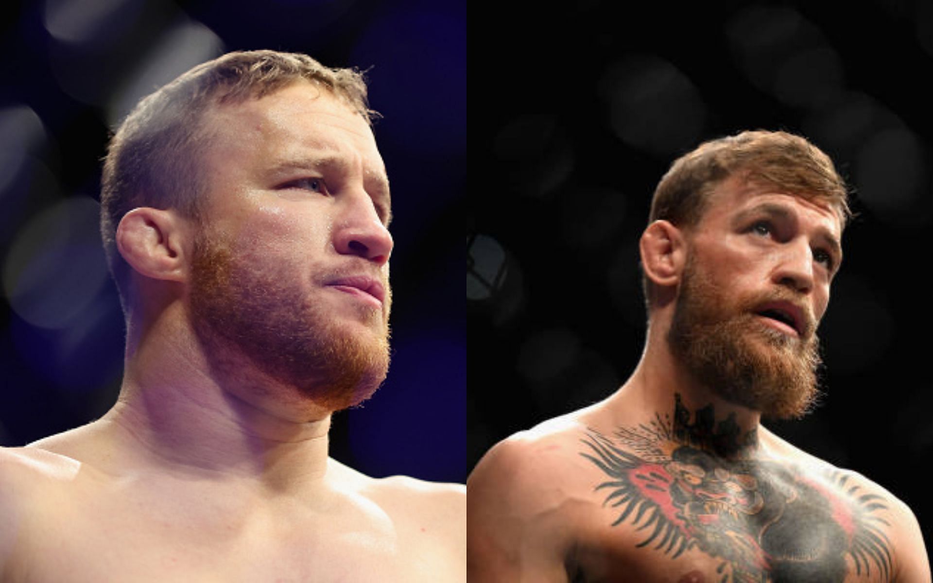 Justin Gaethje (left); Conor McGregor (right)