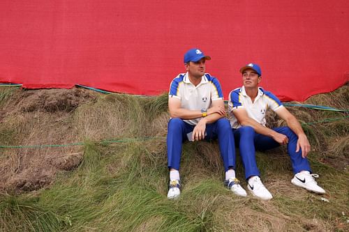 Viktor Hovland at the Ryder Cup with Bernd Weisberger