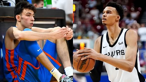 OKC Thunder rookie big man Chet Holmgren and San Antonio Spurs rookie big man Victor Wembanyama