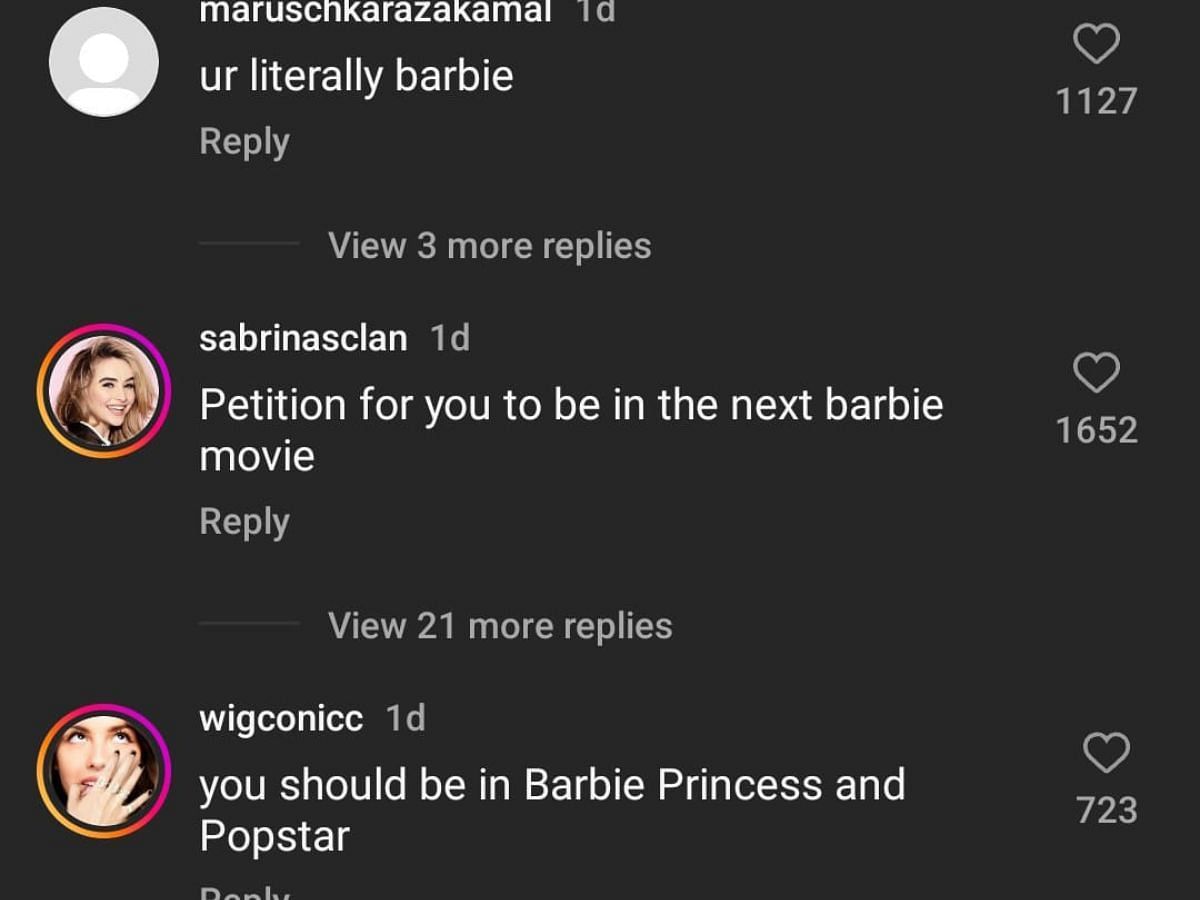 Fans reacting on Sabrina&#039;s Barbie Look (Image via Instagram/@sabrinacarpenter)