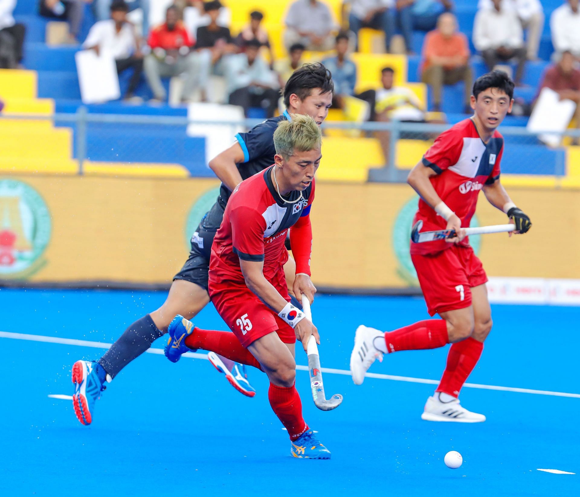 Korea Hockey player Jang Jong-hyun (in red) - PC: Hockey India