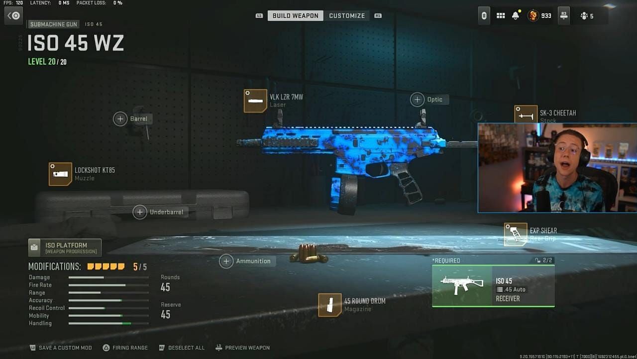 ISO 45 loadout in Warzone 2 (Image via YouTube/WhosImmortal)
