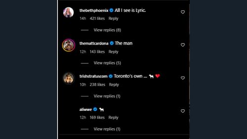 The other WWE stars reacting to Edge's post.
