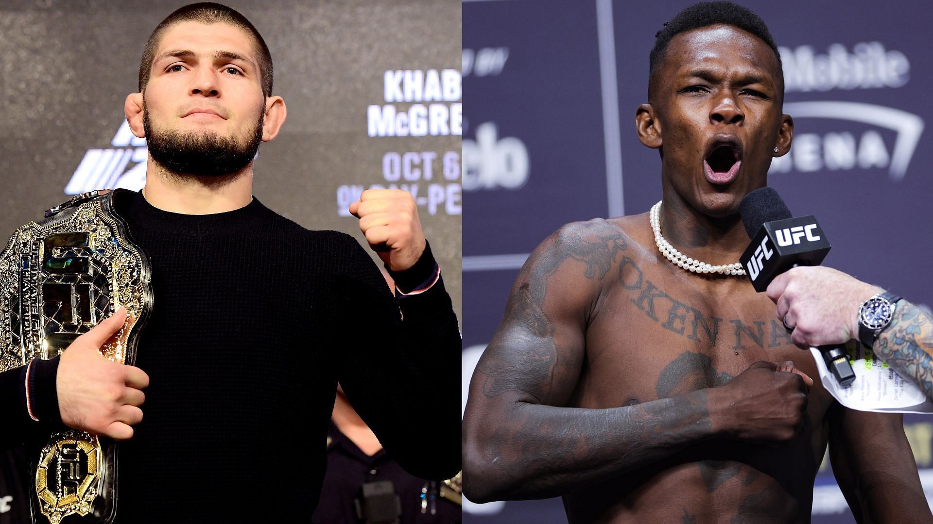 Khabib Nurmagomedov (left), Israel Adesanya (right)