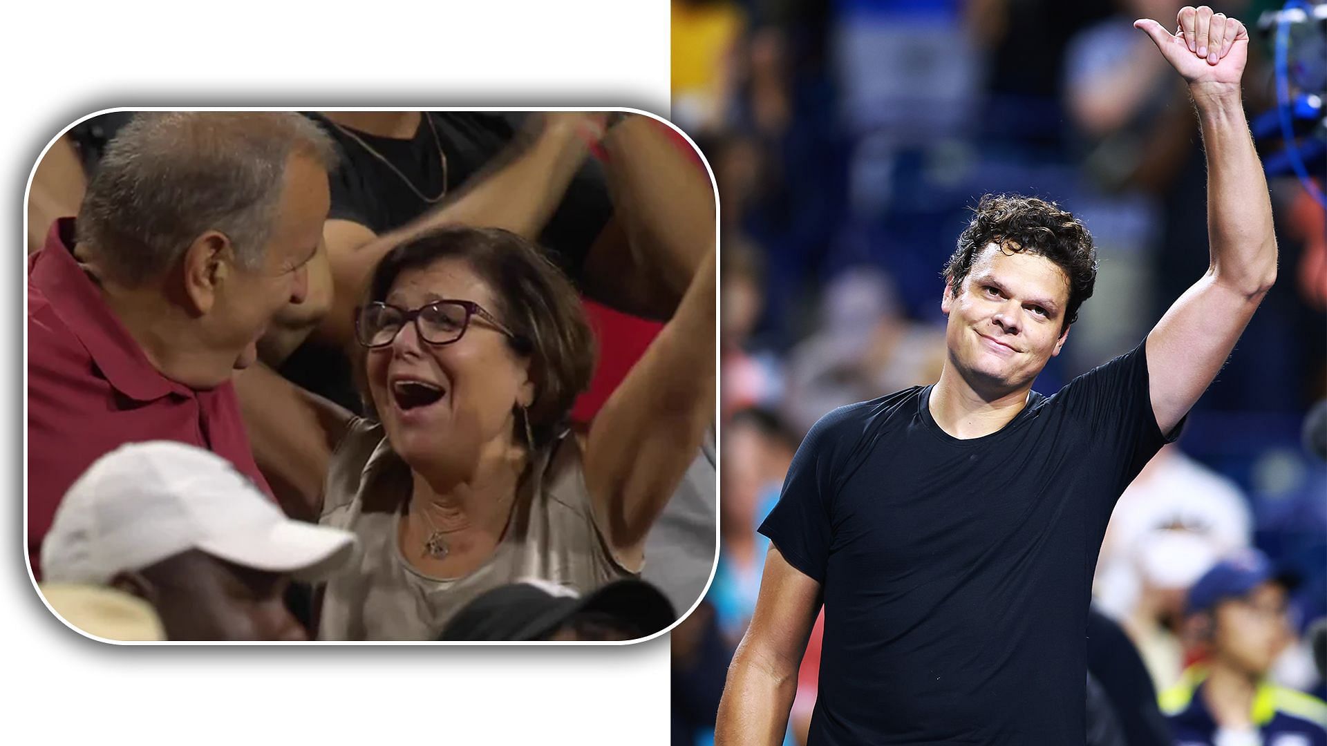 Milos Raonic and his parents at the Canadian Open