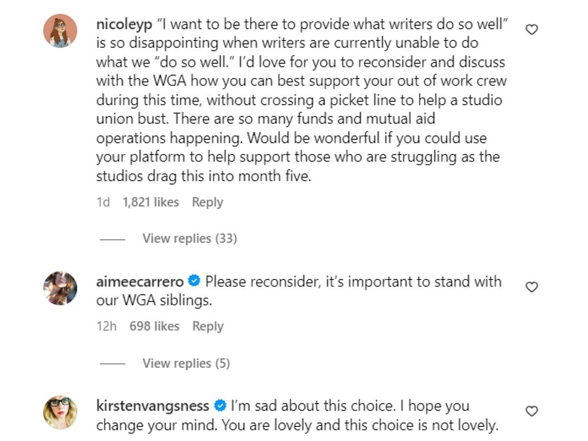 A still of responses to Drew Barrymore&#039;s Instagram post (Image Via drewbarrymore/Instagram)