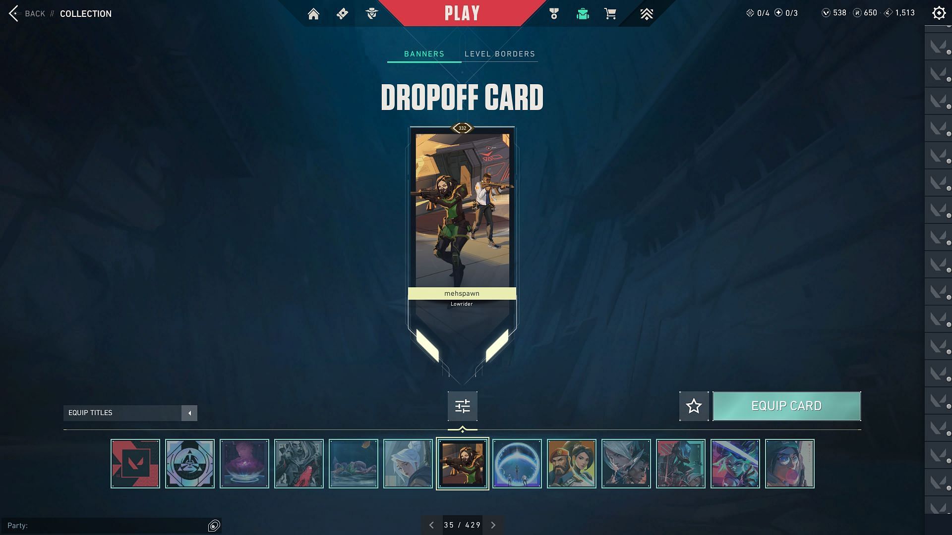 Dropoff Player Card (Image via Riot Games)