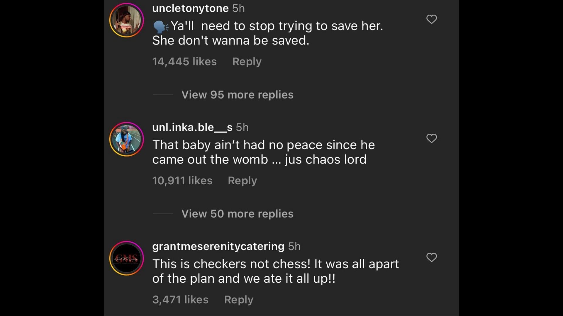 Screenshot of an Internet user remarking on the Disrespectful rapper and Chrisean Rock&#039;s new song, Baby Mama Drama. (Photo via @The Shade Room/Instagram)