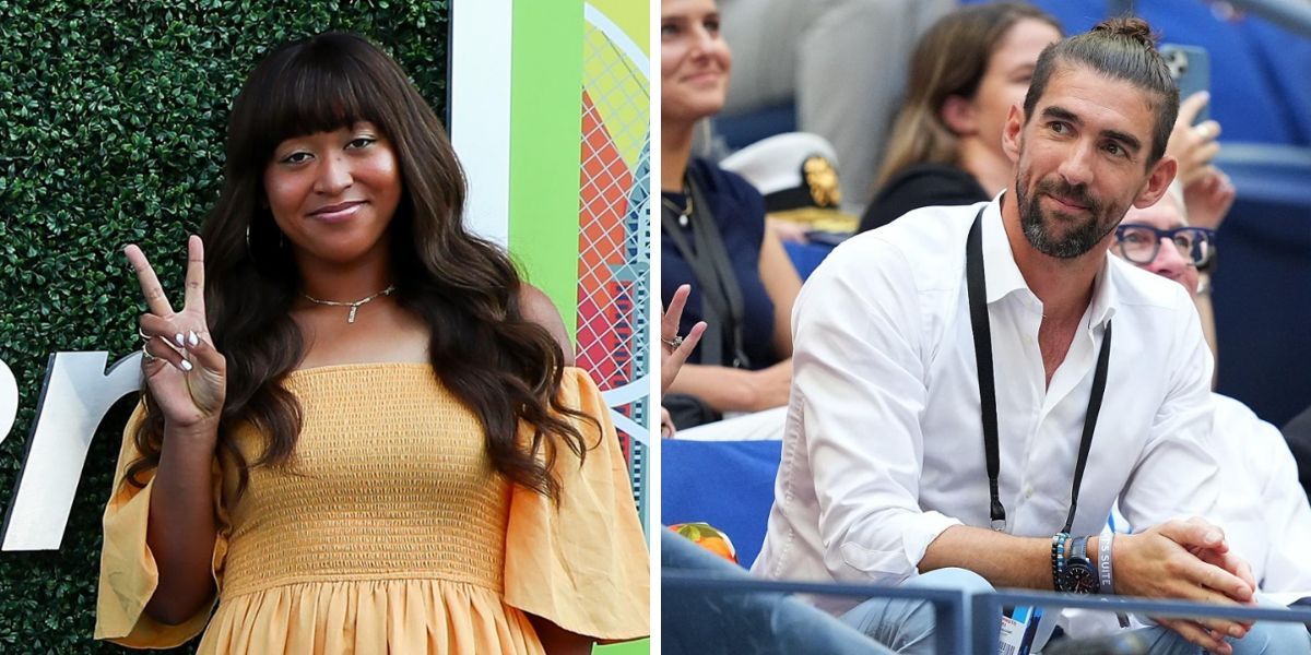 (L-R): Naomi Osaka and Michael Phelps at the US Open