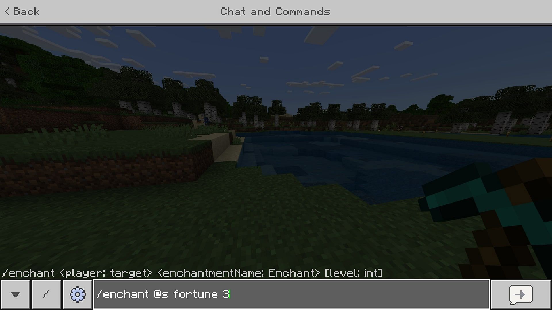 Enchant command that will enchant your items (Image via Mojang)