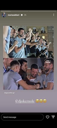 Maria Sakkari's tribute post to Novak Djokovic on her Instagram story