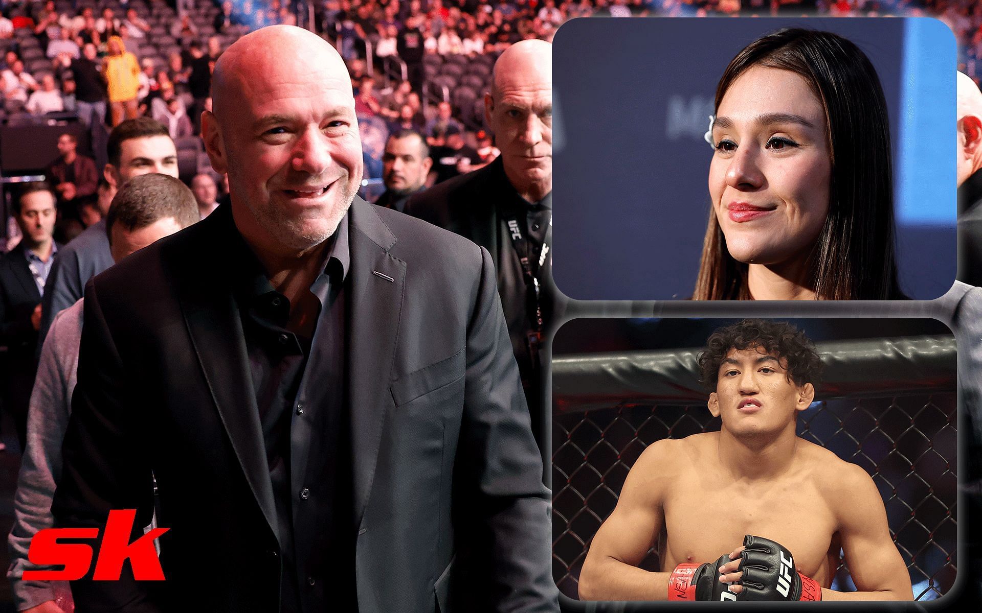 Dana White (left); Alexa Grasso (top right); Raul Rosas Jr. (bottom right)