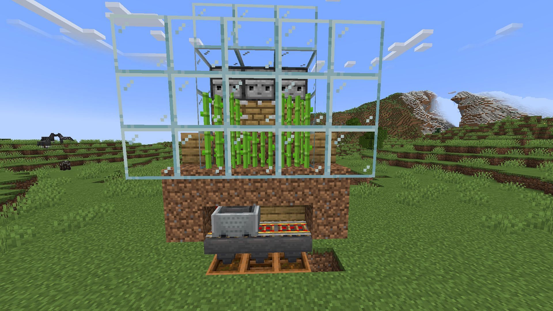 A bone meal farm can be created by feeding composters and automatically growing crops in Minecraft (Image via Mojang)