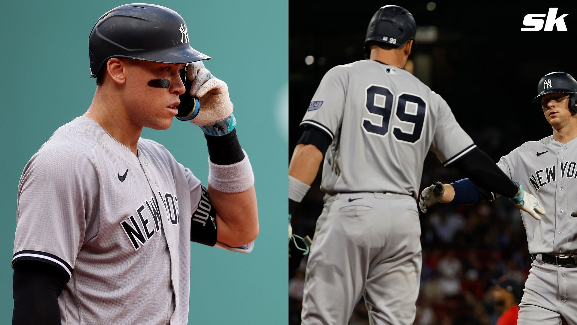 Aaron Judge reflects on donning the iconic pinstripes in Yankees-Red Sox game at Fenway following series win. 