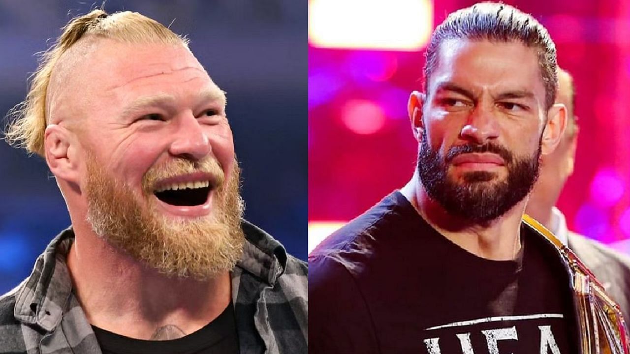 Brock Lesnar (left); Roman Reigns (right)