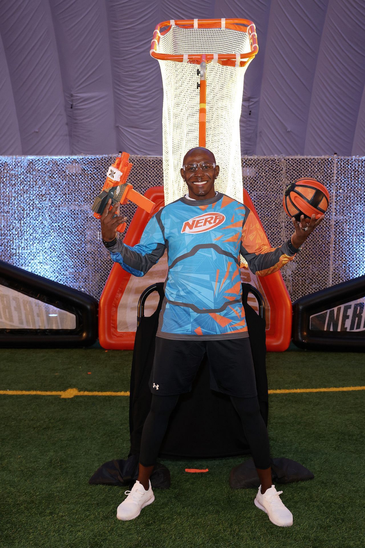 Donald Driver playing in the NERFBALL tournament. Credit: Hasbro