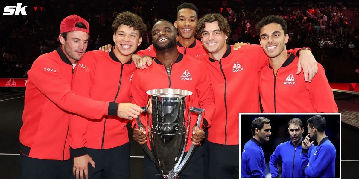 Team World wins Laver Cup 2023; Roger Federer, Rafael Nadal &amp; Novak Djokovic (inset)