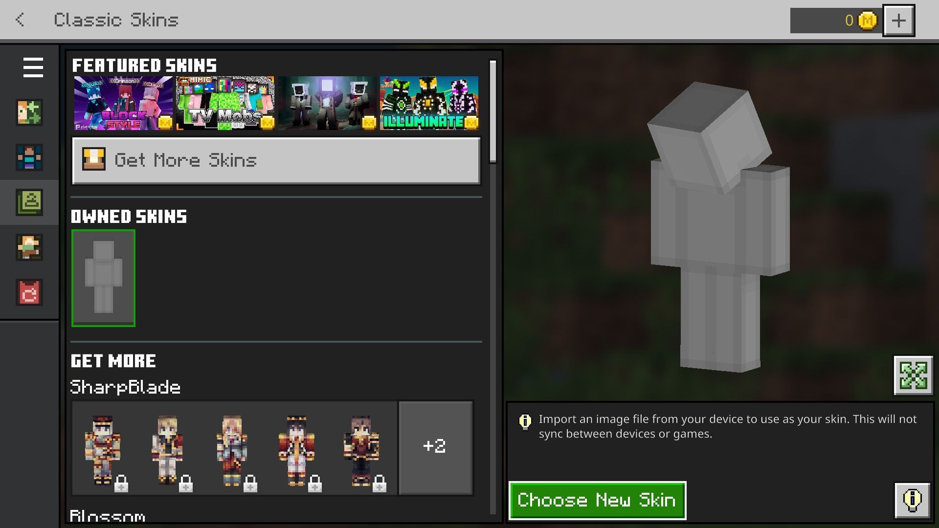 Installing new skins in Bedrock edition (Image via Mojang)