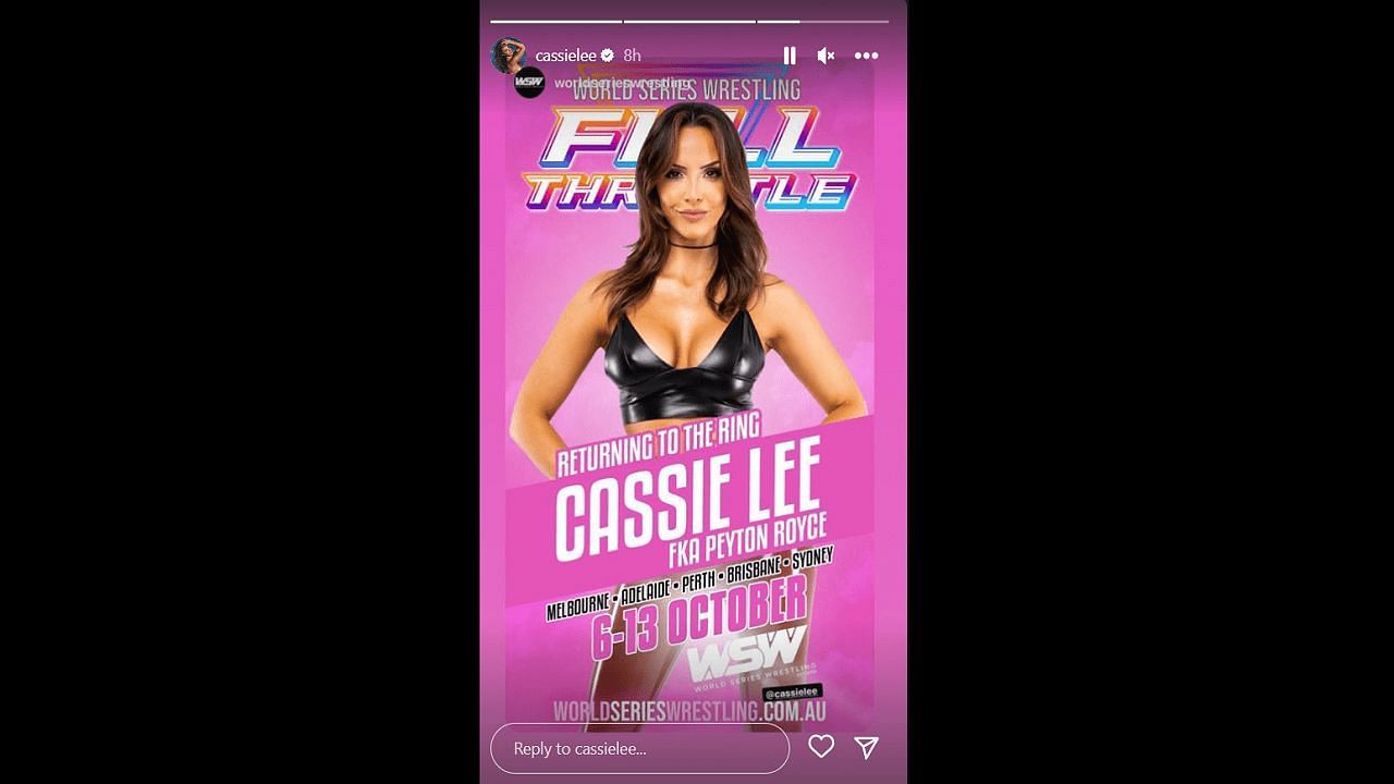 Cassie Lee, aka Peyton Royce&#039;s Instagram story