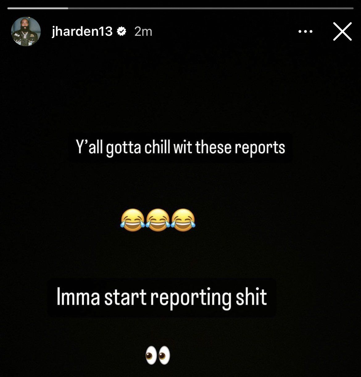 James Harden&#039;s latest Instagram story in which he refuted Shelburne&#039;s report