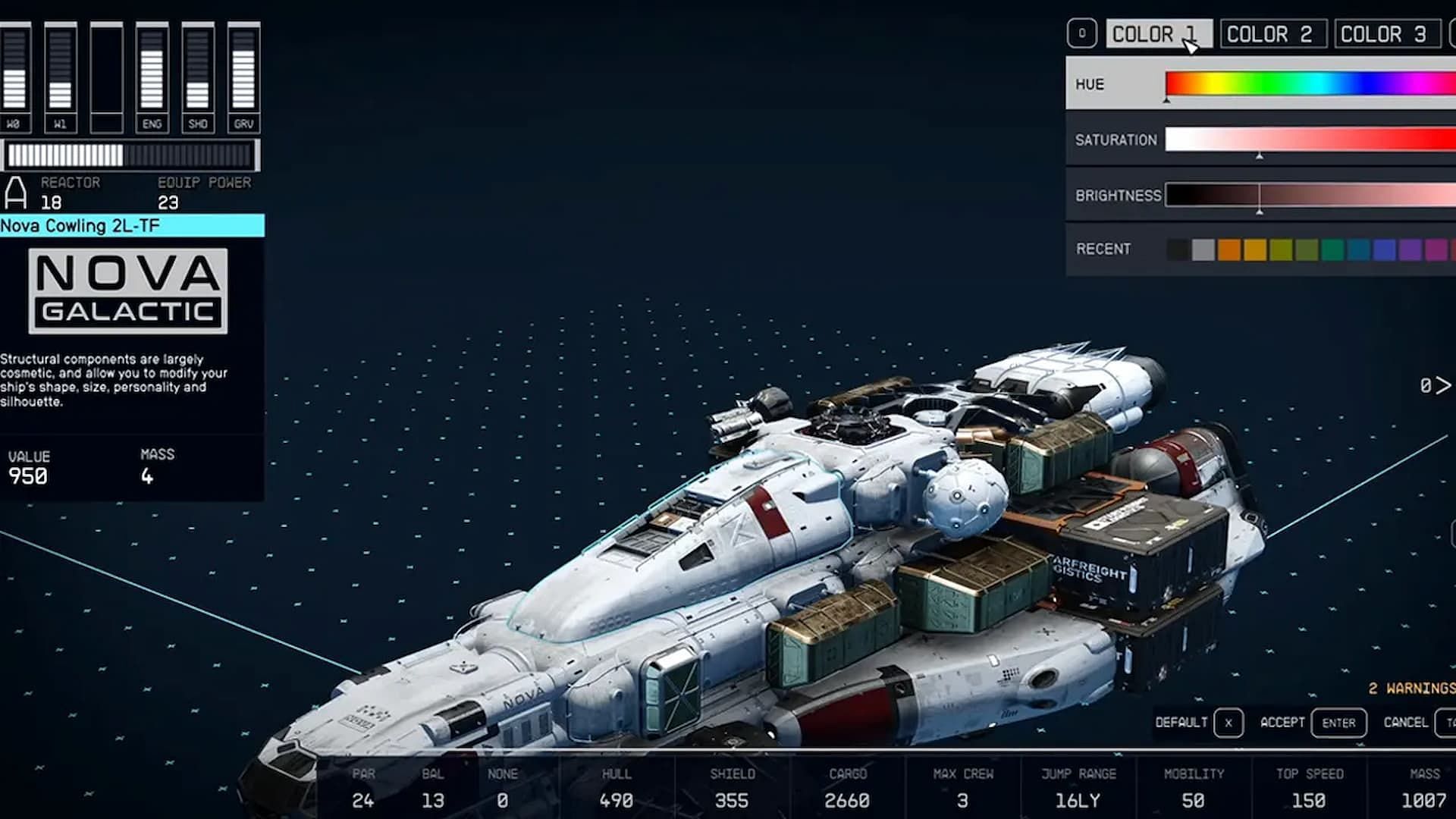 You can change the color of your ship via Ship Services Technician (Image via Bethesda)