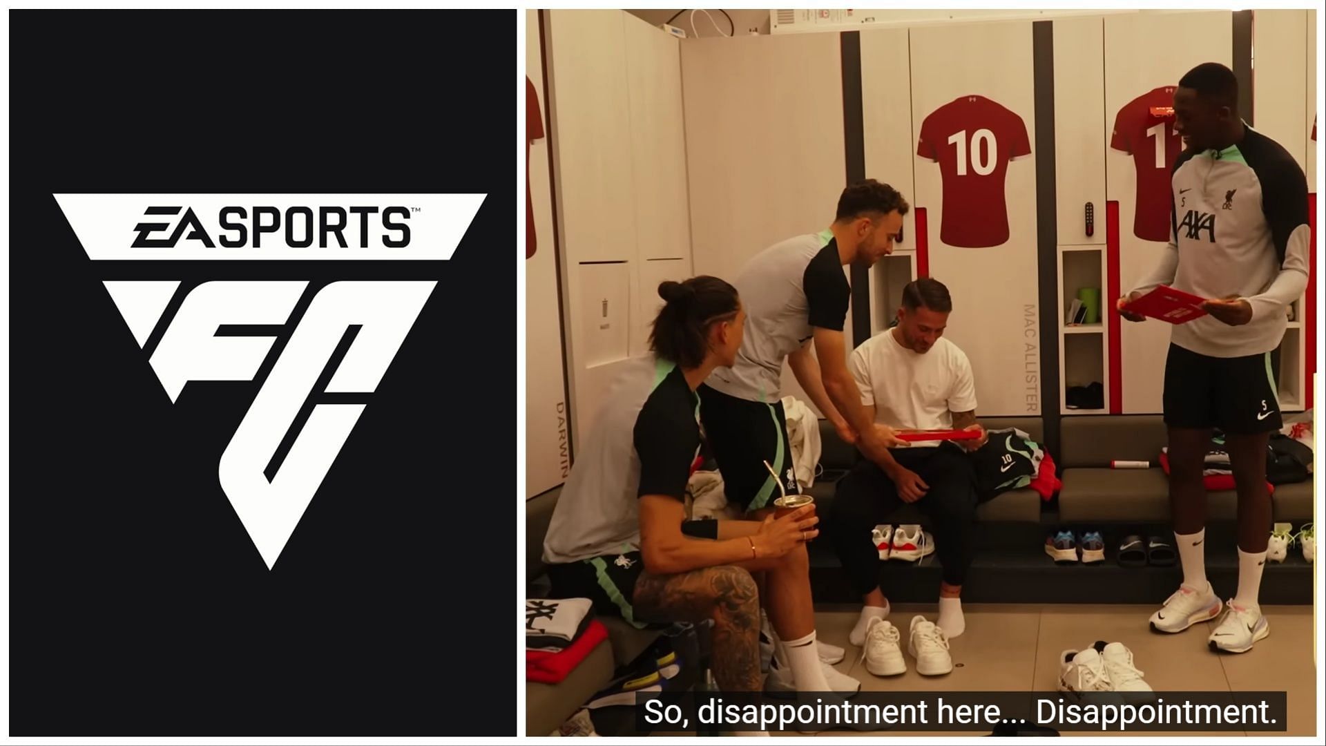 Liverpool players have reacted to their ratings in EA FC 24 (Images via EA Sports and YouTube/Liverpool)
