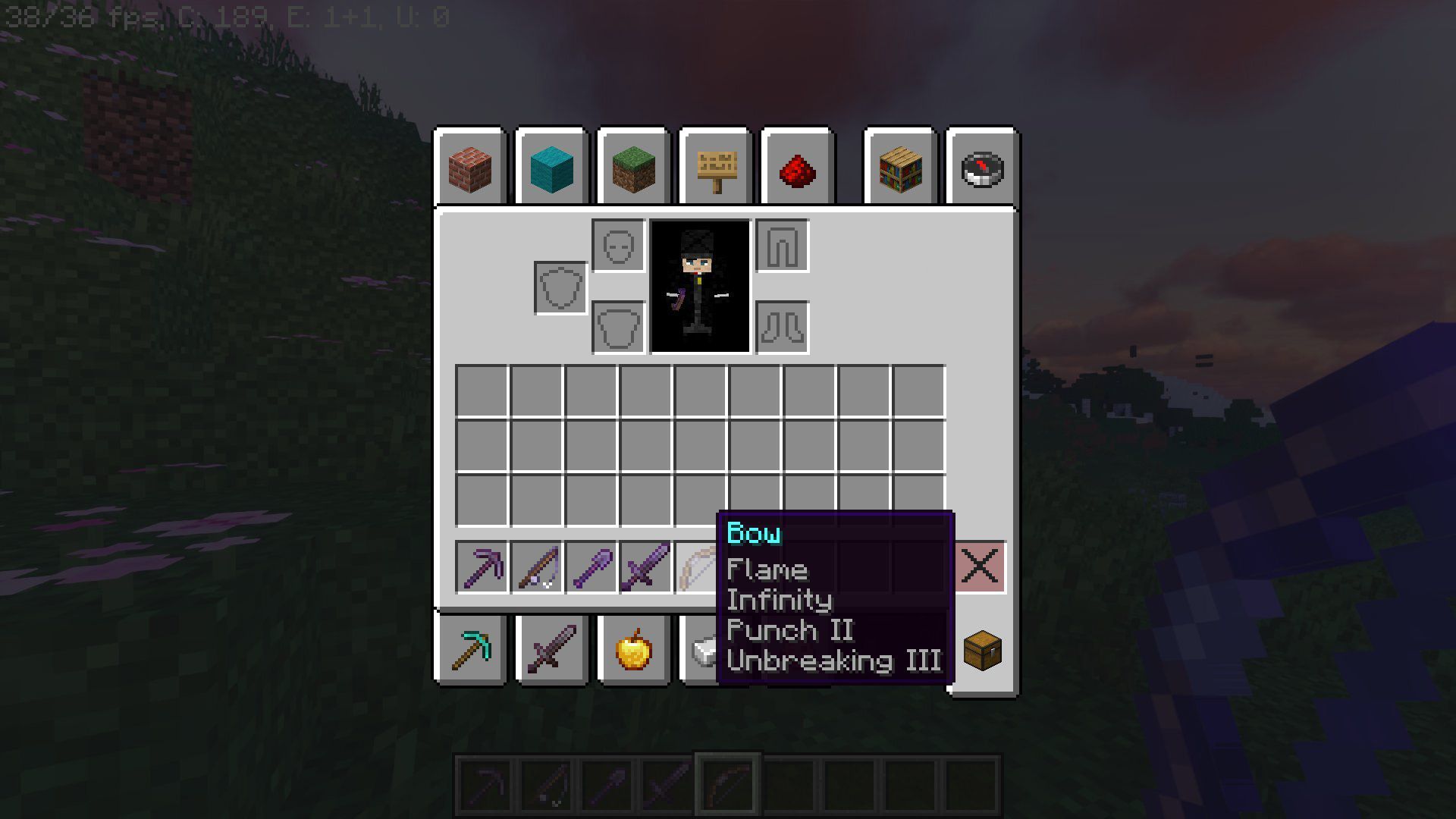 Enchantments on a bow (Image via Mojang)