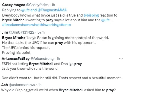 Fan reactions to Bisping's interaction with Mitchell inside the octagon