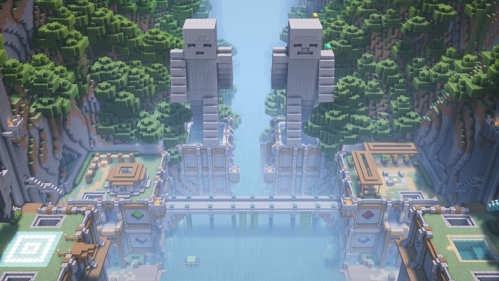 Newer tutorial worlds are stunning to witness in newer versions of Minecraft with shaders (Image via Mojang)