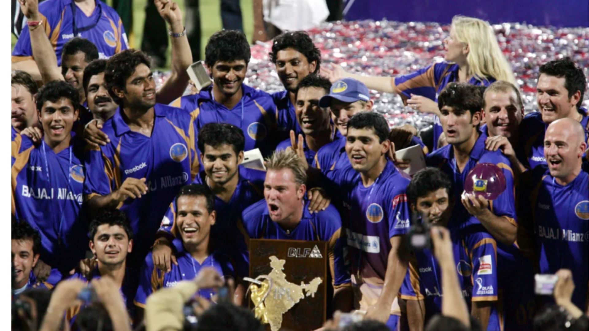 Rajasthan Royals celebrate the inaugural IPL win in 2008. (Pic: HT)