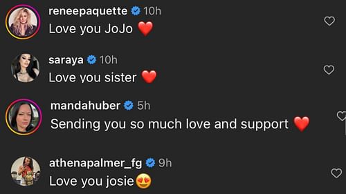 Several AEW stars commented on Jojo's post