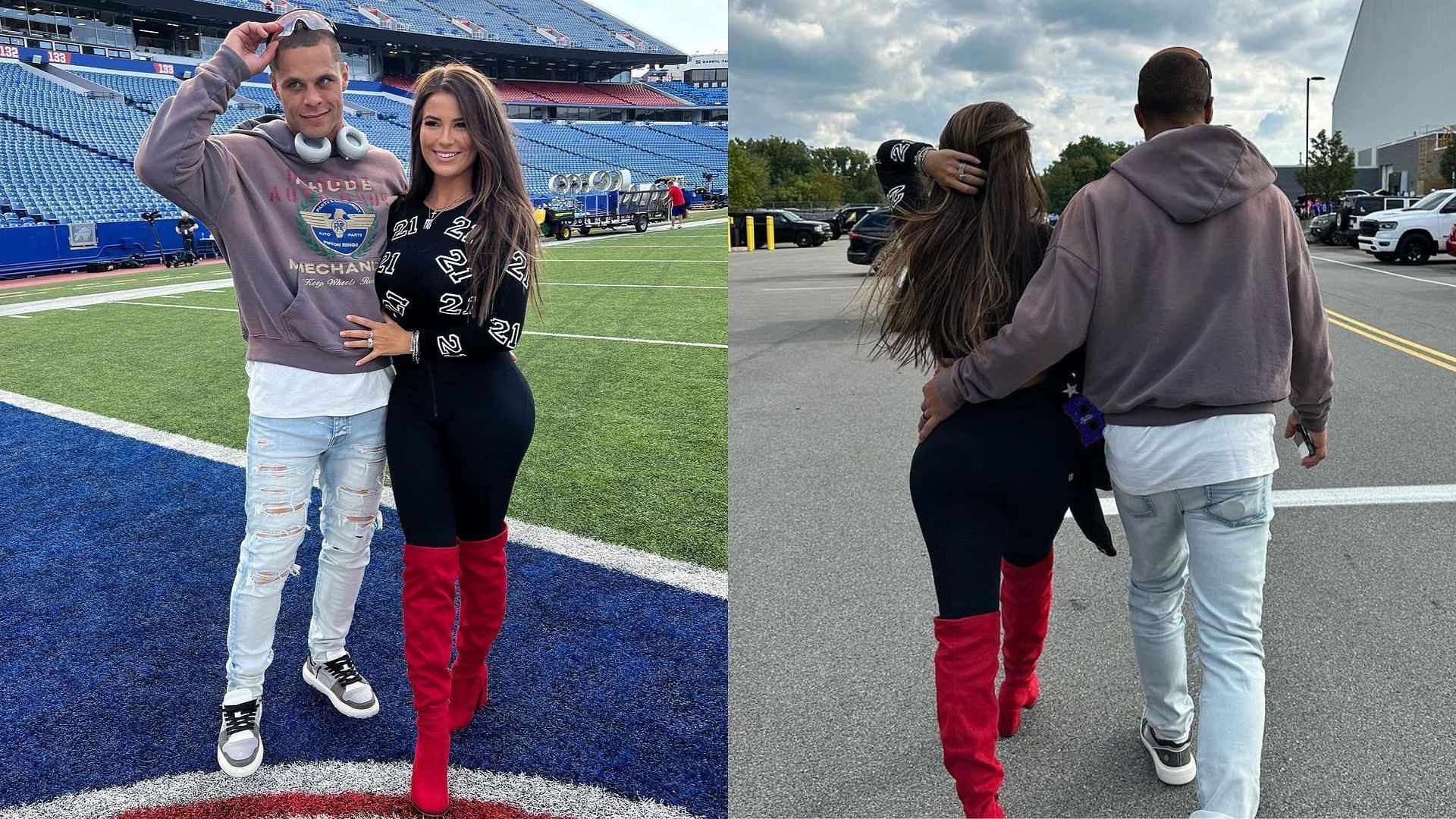 Rachel Bush uploads glamorous pictures from the Bills game.