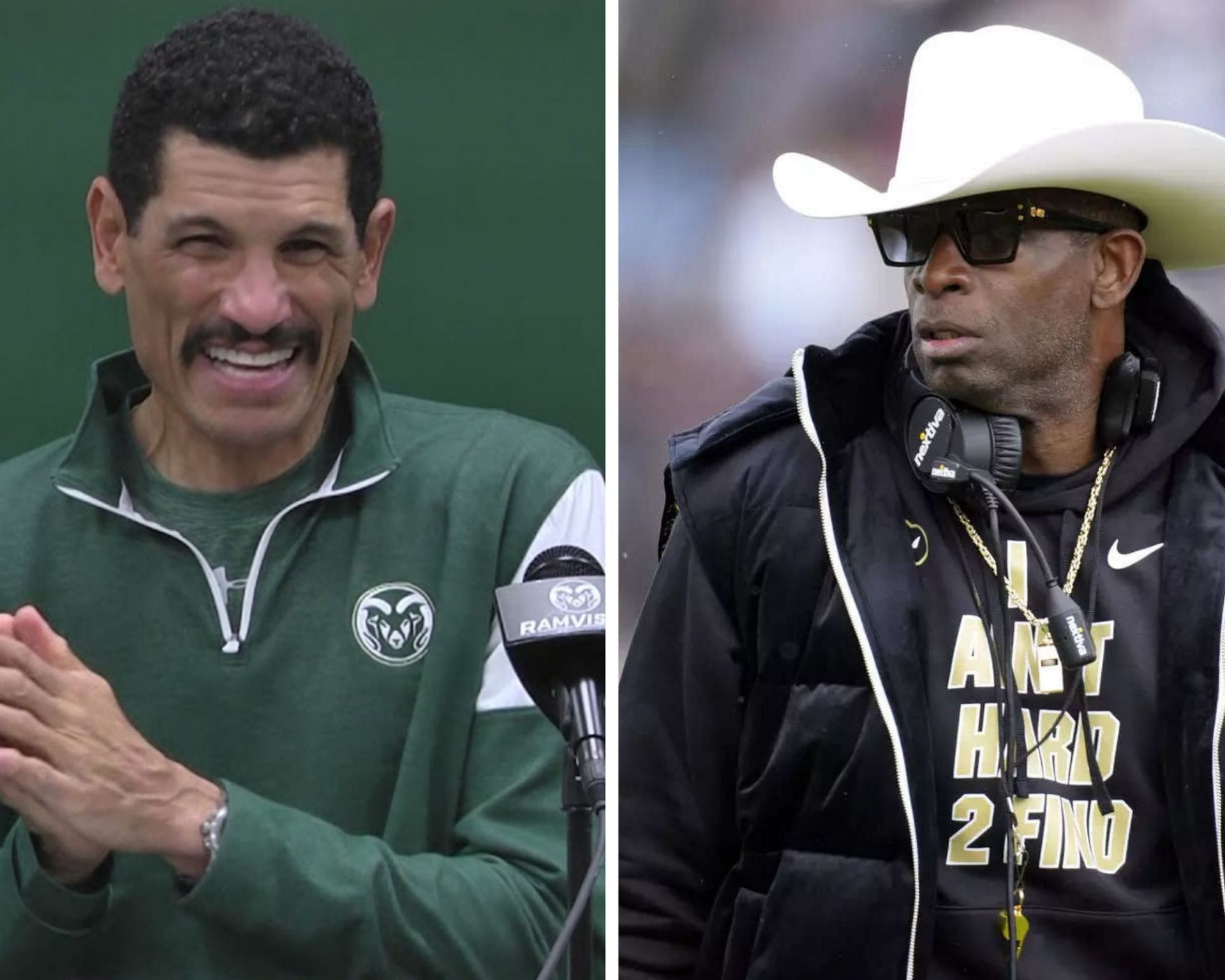 Jay Norvell (L) and Coach Prime (R)