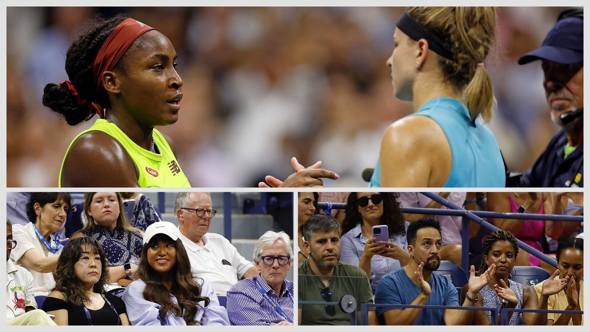 Naomi Osaka and Lin-Manuel Miranda attend Coco Gauff and Karolina Muchova