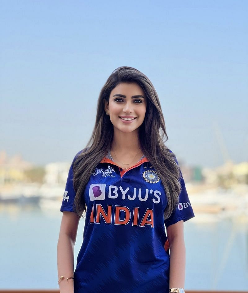 The Afghan beauty shared a post supporting Team India ahead of their match against Bangladesh. (Pic @WazhmaAyoubi/ X)