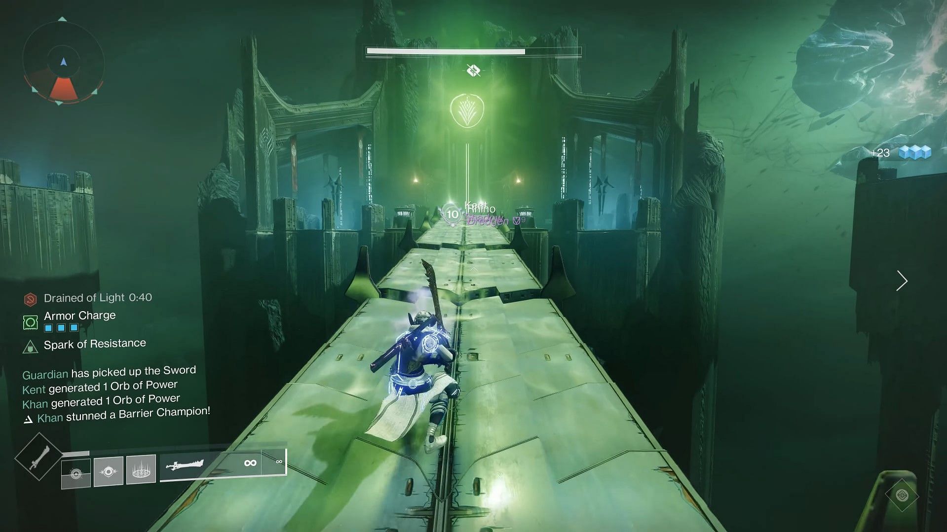 Destiny 2 Crota&#039;s End crossing bridge with Hive Sword (Image via Esoterickk)