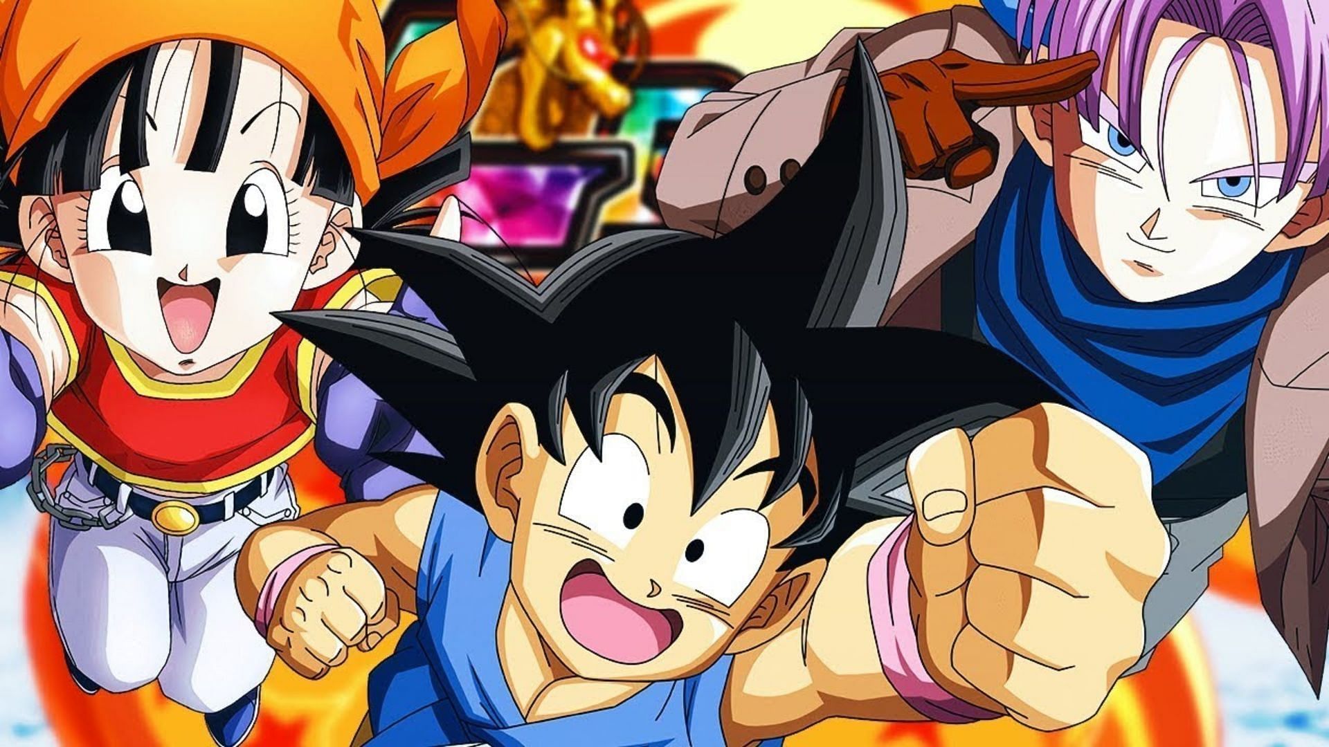Pan, Goku, and Trunks as seen in Dragon Ball GT (Image via Toei Animation)