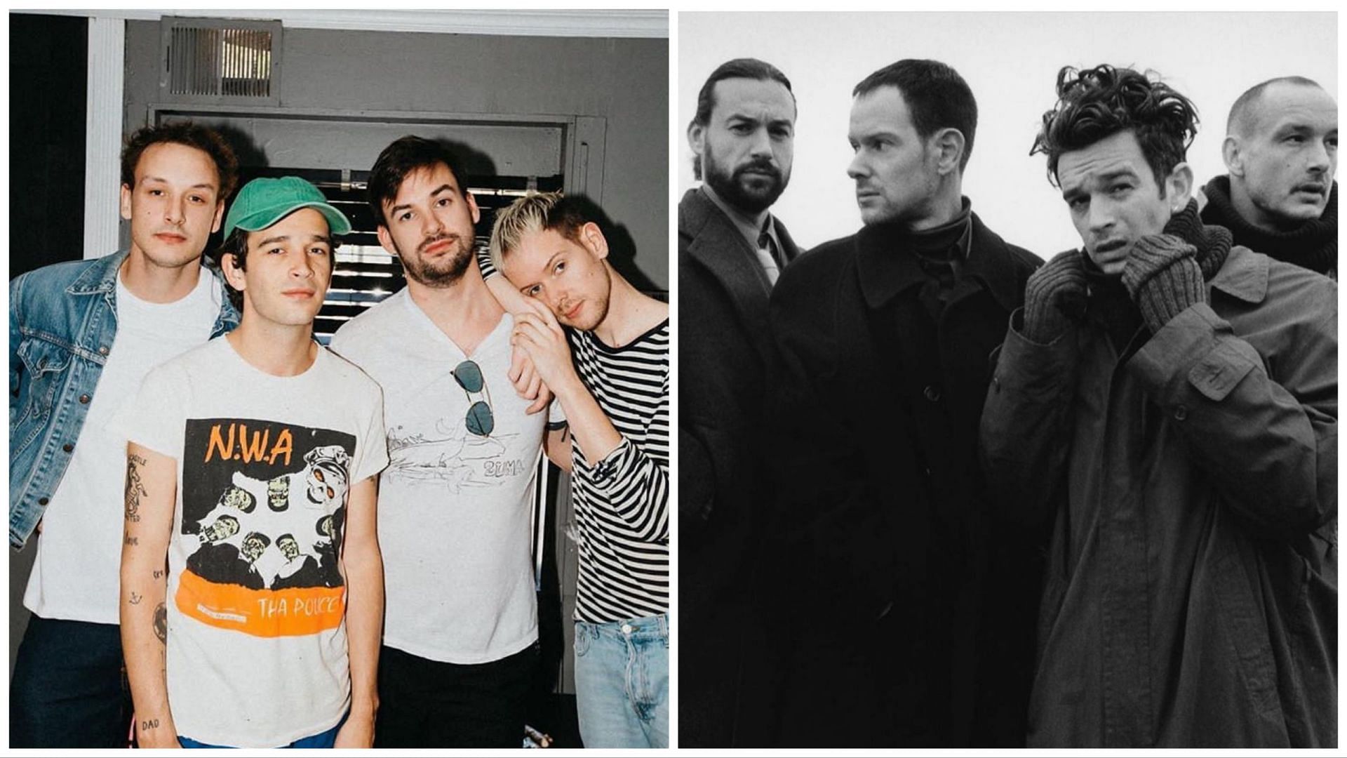 Two portraits of The 1975 (Images via official Instagram @band1975)
