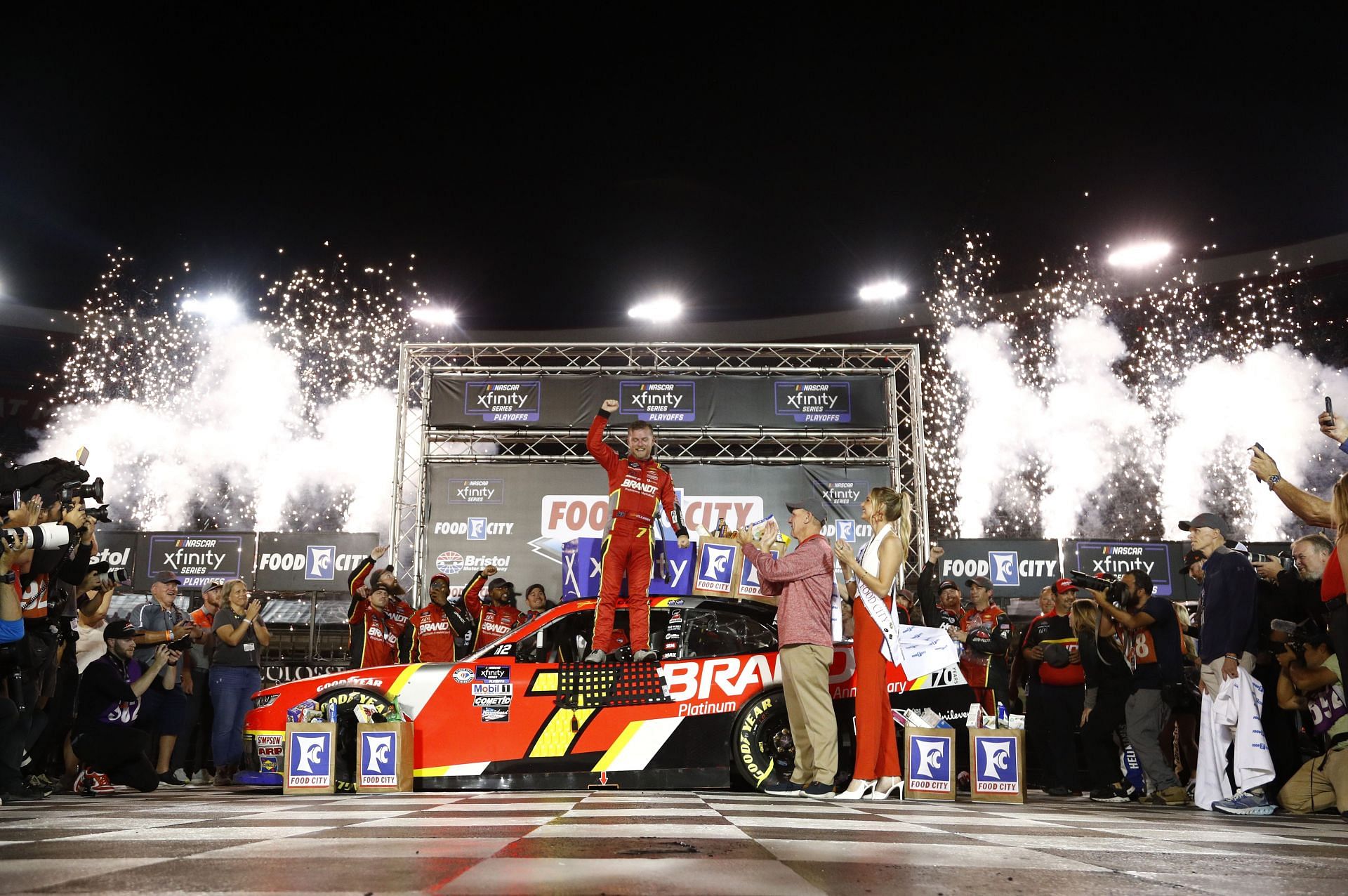 Dale Jr. ends Xfinity race in Victory Lane, celebrating Justin Allgaier's  win