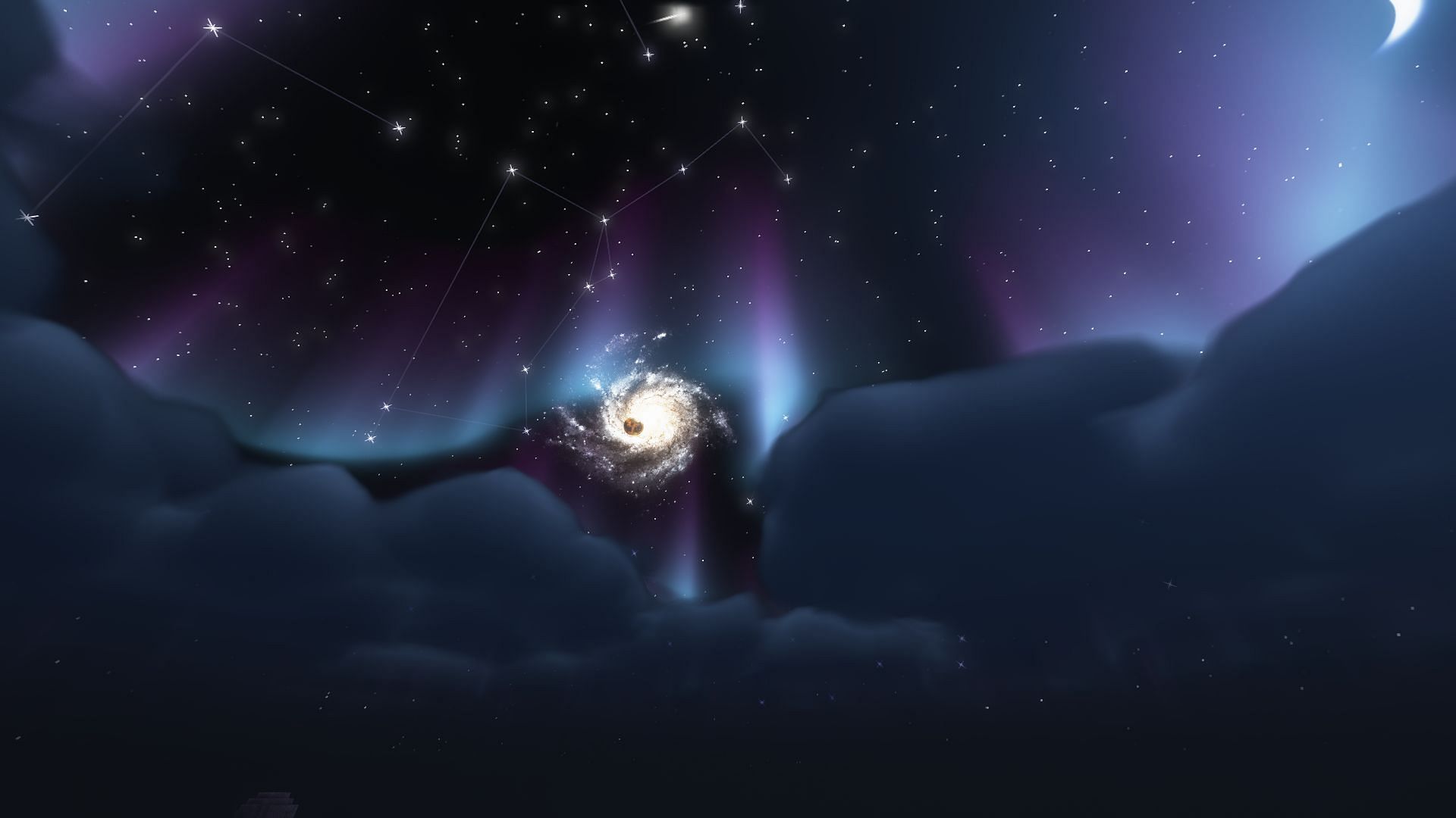 Night sky with astralex shaders in version 1.20 (Image via Mojang)
